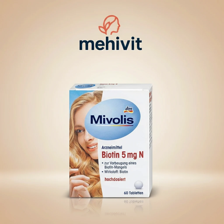 بیوتین میولیس آلمان تقویت مو و ناخن 5 میلی گرم 60 عددی Mivolis Biotin