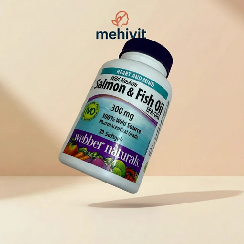 روغن ماهی سالمون آلاسکا آزاد وبر نچرالز کانادا 30 عددی