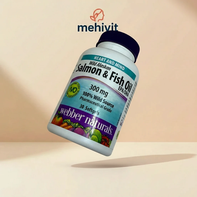 روغن ماهی سالمون آلاسکا آزاد وبر نچرالز کانادا 30 عددی