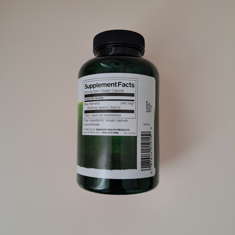 کپسول عصاره سائوپالمتو Swanson Saw Palmetto 540mg سوانسون