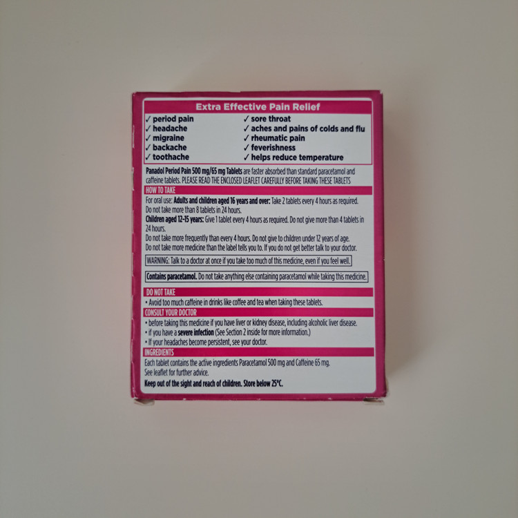 قرص مسکن پریود پانادول 16 عددی هالئون انگلستان 500