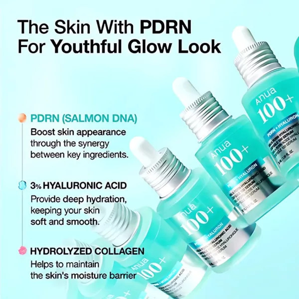 سرم آبرسان و ترمیمکننده آنوا PDRN + Hyaluron Capsule 100 Serum حجم 30 میلیلیتر | حاوی PDRN و هیالورونیک اسید
