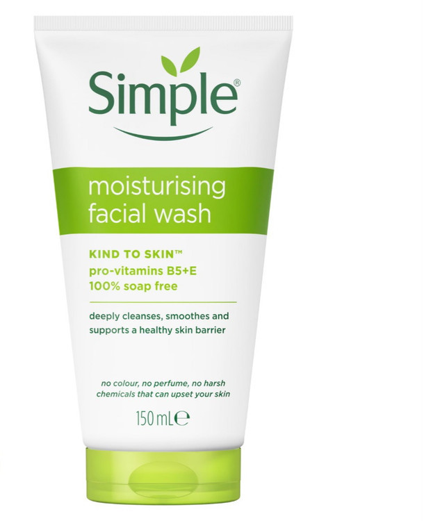 ژل شستشوی مرطوب‌کننده صورت سیمپل Moisturising Facial Wash حجم 150 میلی‌لیتر | پاک‌کننده ملایم و آبرسان پوست
