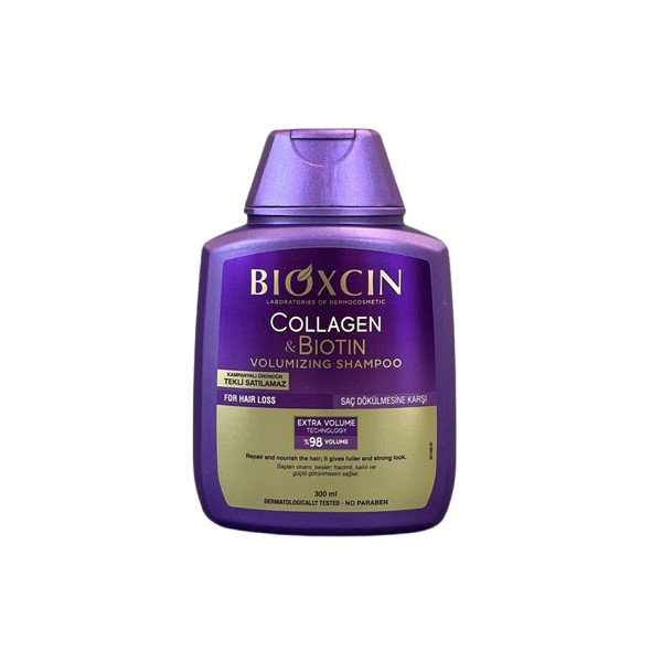 شامپو بنفش بیوکسین حاوی کلاژن و بیوتین ۳۰۰ میلی‌لیتر | Bioxcin Purple Shampoo 300ml